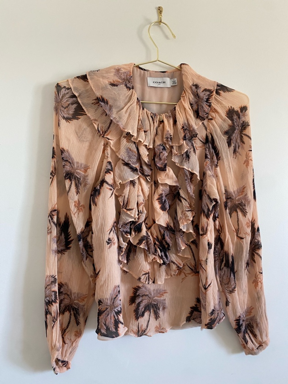Coach Silk Ruffle Front Blouse | Size 4 - Picture 4 of 9